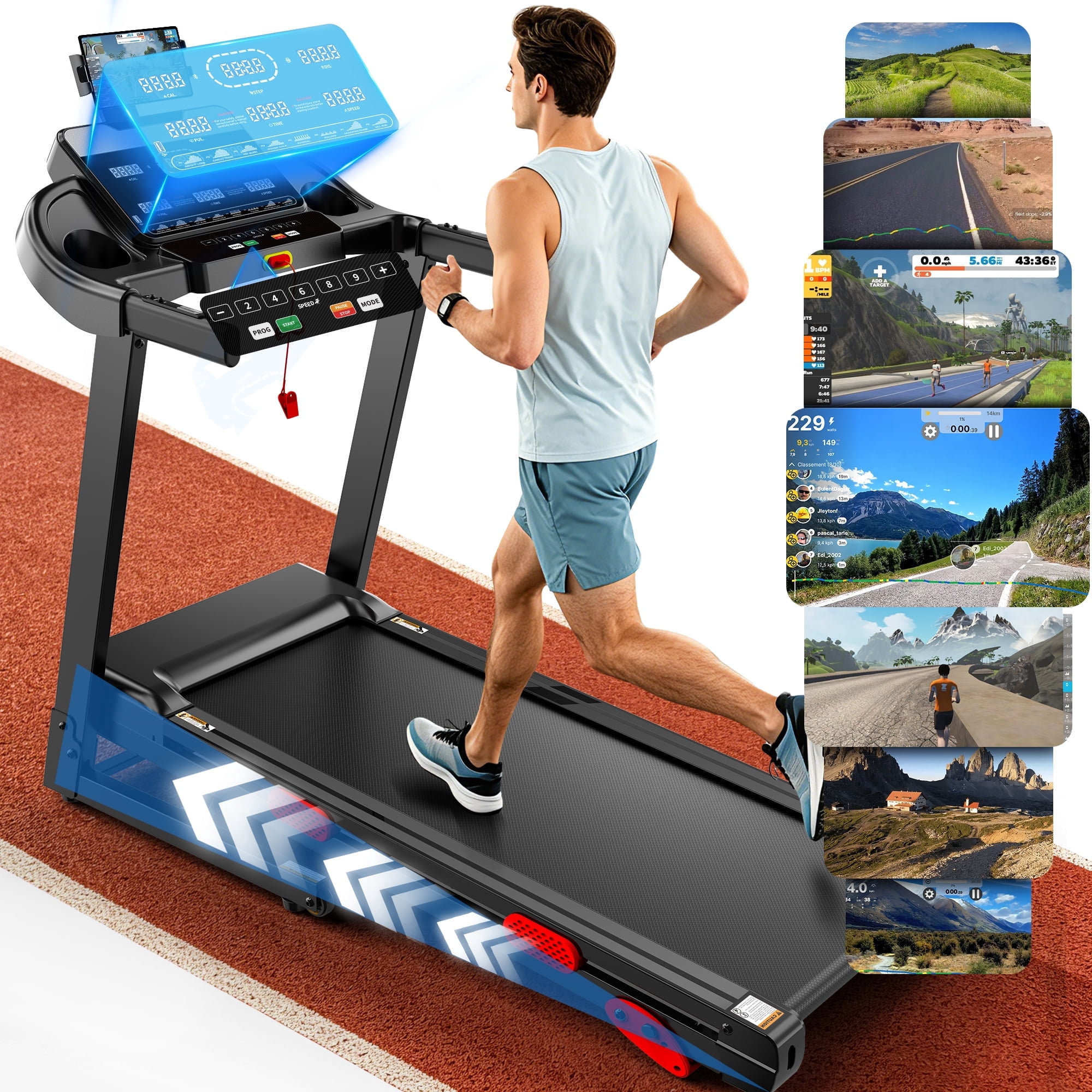 12% Incline Treadmill with Dual Brushless Motor for Home, 5S Folds Away Portable Treadmill with LCD Screen Up to 300LBS Capacity,  3.5HP 7-Layer Shock-Absorbing Walking Pad Treadmill 0.6-9MPH