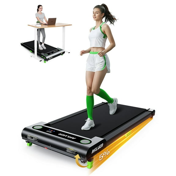 Incline Walking Pad 2.5HP Ultra-Quiet Motor, 330lbs Max Capacity, LED Display, Dual Control, Anti-Slip Running Belt Akluer 480L-A