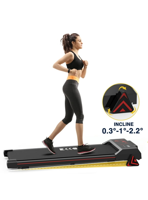 Incline Walking Pad Under Desk Treadmill Portable with Remote 265LBS 2.25HP Workout Fitness, Black