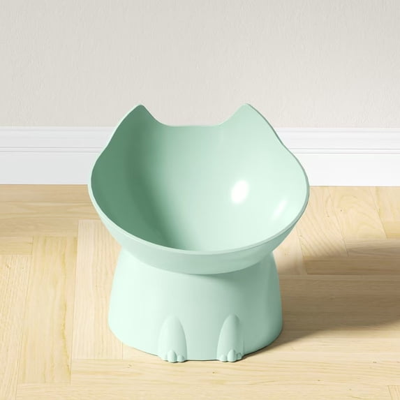 Inclined 15° Non-Slip Pet Feeding Bowl, Anti-Spill Transparent Plastic Food & Water Dish, Easy Clean, Spine Protection, for Dogs & Cats, 11.5x12.5x13cm