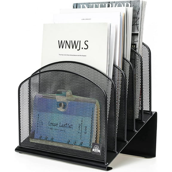 Inclined Desk File Organizer,Vertical File Folder Holder Stand Metal Rack File Sorter for Office Classroom Desktop Organization
