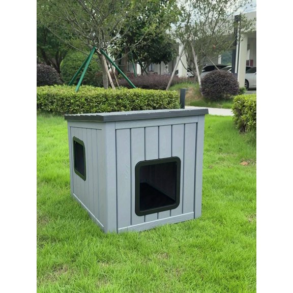 Inclined Roof Pet Nest, Spacious Ventilated Design, Easy Assemble & Washable, Rust-Free Non-Stick Scratch-Proof, Cozy Warm Bed for Cat Dog in Courtyard Bedroom Living Room, Blue Color