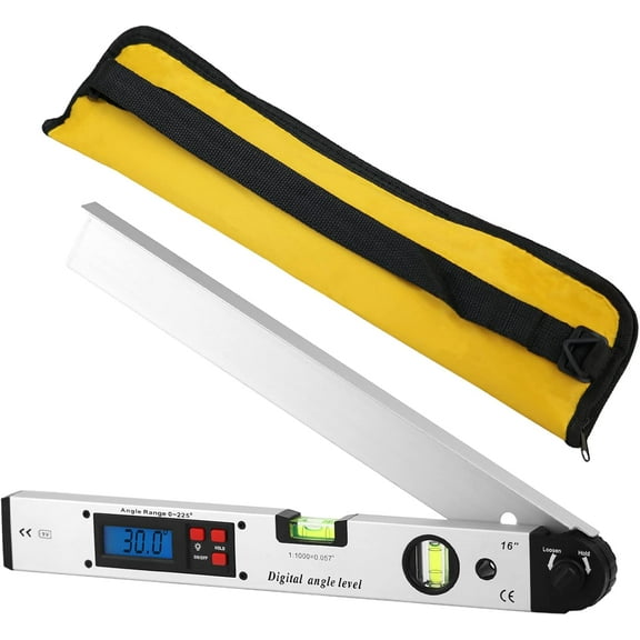 Inclinometer Angle Finder for Construction Carpenter, Digital Protractor with Magnets and Backlight, Data Hold Function, 0.1 Degree Increment, 400mm Rule Length, ABS Plastic