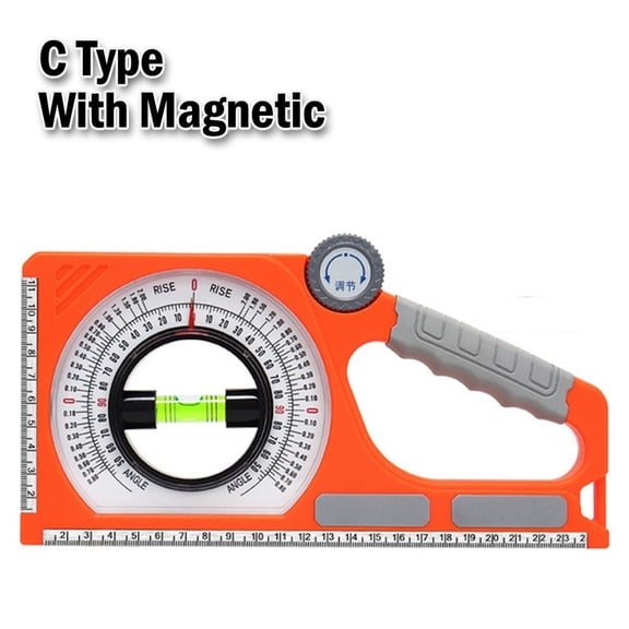 Inclinometer For Magnetic Base And Level Tube, Rotary Pitch Angle Meter 0 To 180 Degrees, ABS Slope Measuring Tool For Building And Surveying Work(C)
