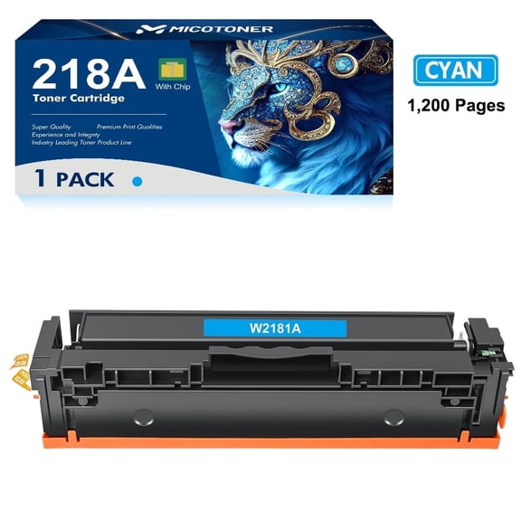 With-Chip 218A Toner Cartridge Compatible for HP 218A 3301fdw 3201dw Laserjet 3301sdw 3301cdw W2181A Printer Ink Cyan * 1 Pack