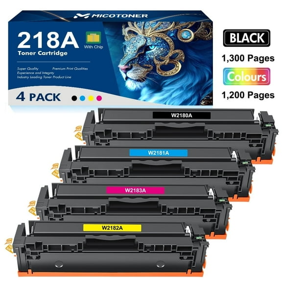 With-Chip 218A Toner Cartridges Compatible for HP 218A 3301fdw 3201dw Laserjet 3301sdw 3301cdw W2180A W2181A W2182A W2183A Printer Ink Black,Cyan,Yellow,Magenta * 4 Pack