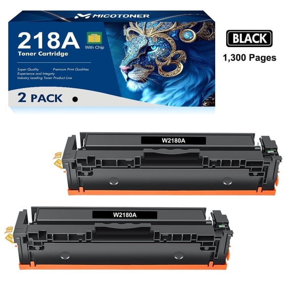With-Chip 218A Toner Cartridges Compatible for HP 218A 3301fdw 3201dw Laserjet 3301sdw 3301cdw W2180A Printer Ink Black * 2 Pack