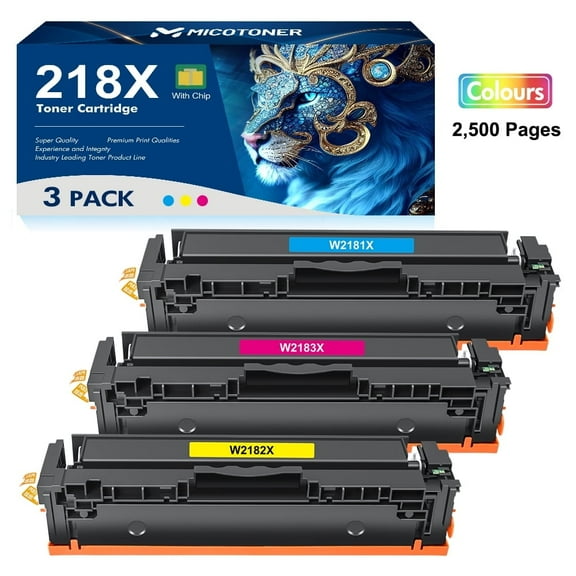 With-Chip 218X 218A Toner Cartridges Compatible for HP 218X 3301fdw 3201dw 3301sdw 3301cdw W2181X W2182X W2183X High Yield Printer Ink Cyan,Yellow,Magenta * 3 Pack