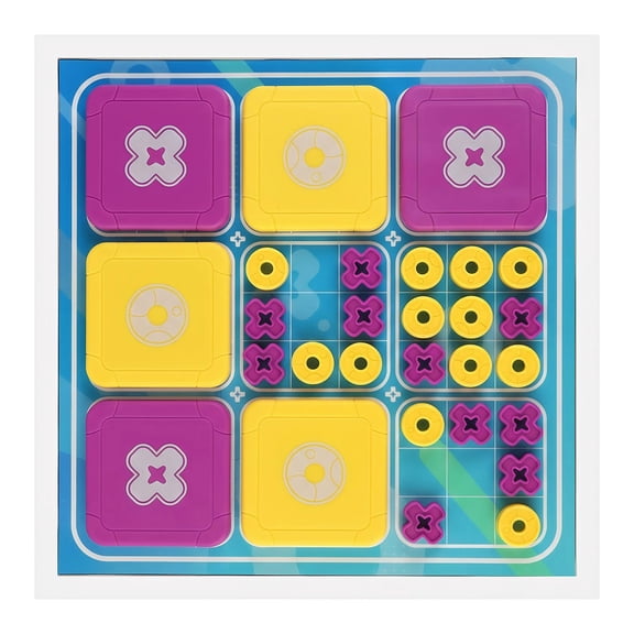Includes 1 Board, 41 Mini X's, 40 Mini O's, 5 Large X's Ultimate Tic Tac Toe Game for Travel Fidgets, Family Nights & Christmas Parties