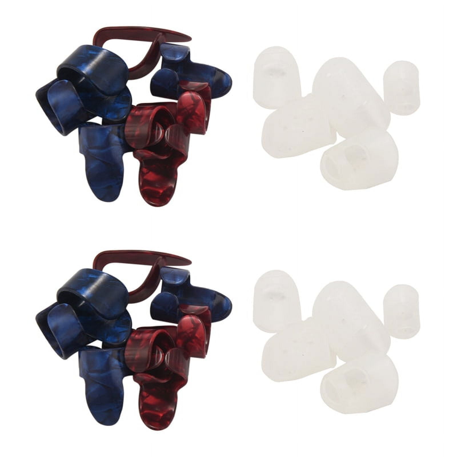 Includes 16 Pieces Guitar Thumb and Finger Picks (Metal and Blue Celluloid), 10 Pieces Clear