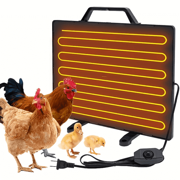 Includes six steel wires, 200W, smart chicken coop heater with thermostat and timeradjustable temperature control, plug-in (110V) with US-style plug, durable plastic, suitable for poultry and pets