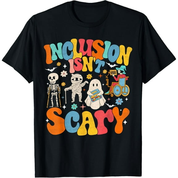 Inclusion Isn't Scary Ghost Mummy Halloween SLP Sped Teacher T-Shirt