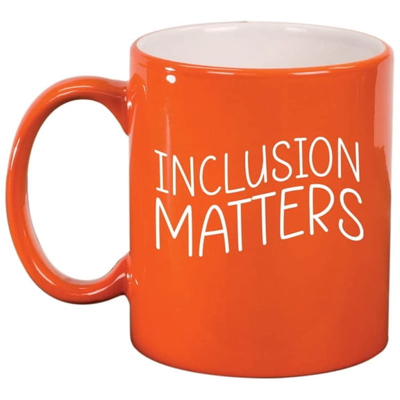 Inclusion Matters Special Education Teacher, Autism Awareness Ceramic Coffee Mug Tea Cup Gift for Her, Him, Friend, Coworker, Wife, Husband (11oz Orange)