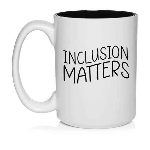 Inclusion Matters Special Education Teacher, Autism Awareness Ceramic Coffee Mug Tea Cup Gift for Her, Him, Friend, Coworker, Wife, Husband (15oz White)