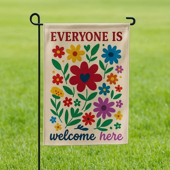Inclusive Garden Flag: Floral Welcome Banner, Pride Ally Decor