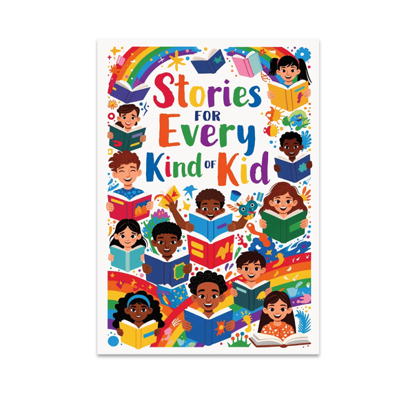 Inclusive Kids Wall Art - Diverse Children Reading Books - 13x19 Poster Print