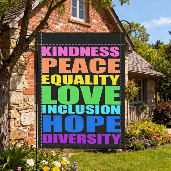Inclusive Kindness Peace Equality Diversity Garden Flag, Lawn Pride Equality Yard Decor, Thanksgiving Christmas Gift