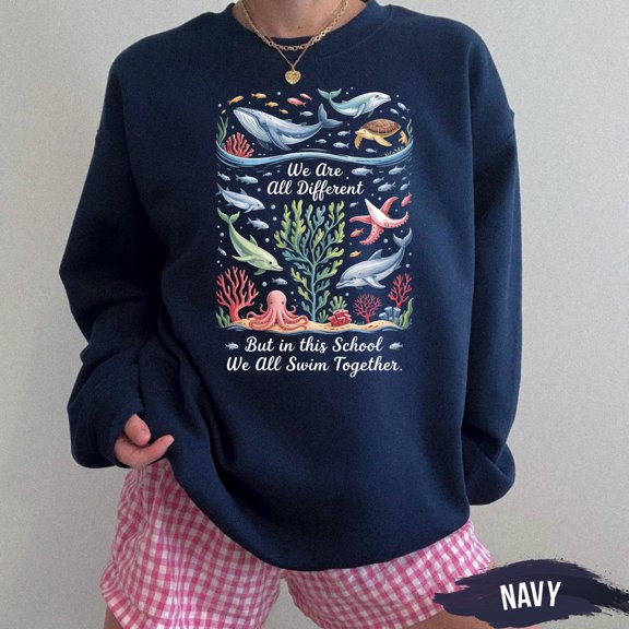 Inclusive Ocean Animals T-Shirt: Teacher Back To School Tee Tshirt All Size S-5XL