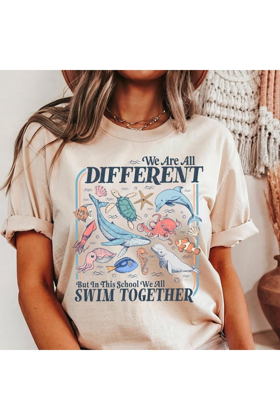 Inclusive Ocean School Shirt: Special Education Tee, Diverse Sea Creature Classroom Unity Apparel