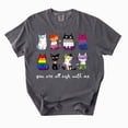thumbnail image 1 of Inclusive Pride T-Shirt, You Are All Safe With Me Cat Graphic Tee, LGBTQ Ally Multi Flag Queer Apparel Gift, 1 of 3