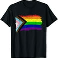 thumbnail image 1 of Inclusive Progress Pride Flag Gay Pride LGBTQ Rainbow Flag T-Shirt Black 3X-Large, 1 of 4