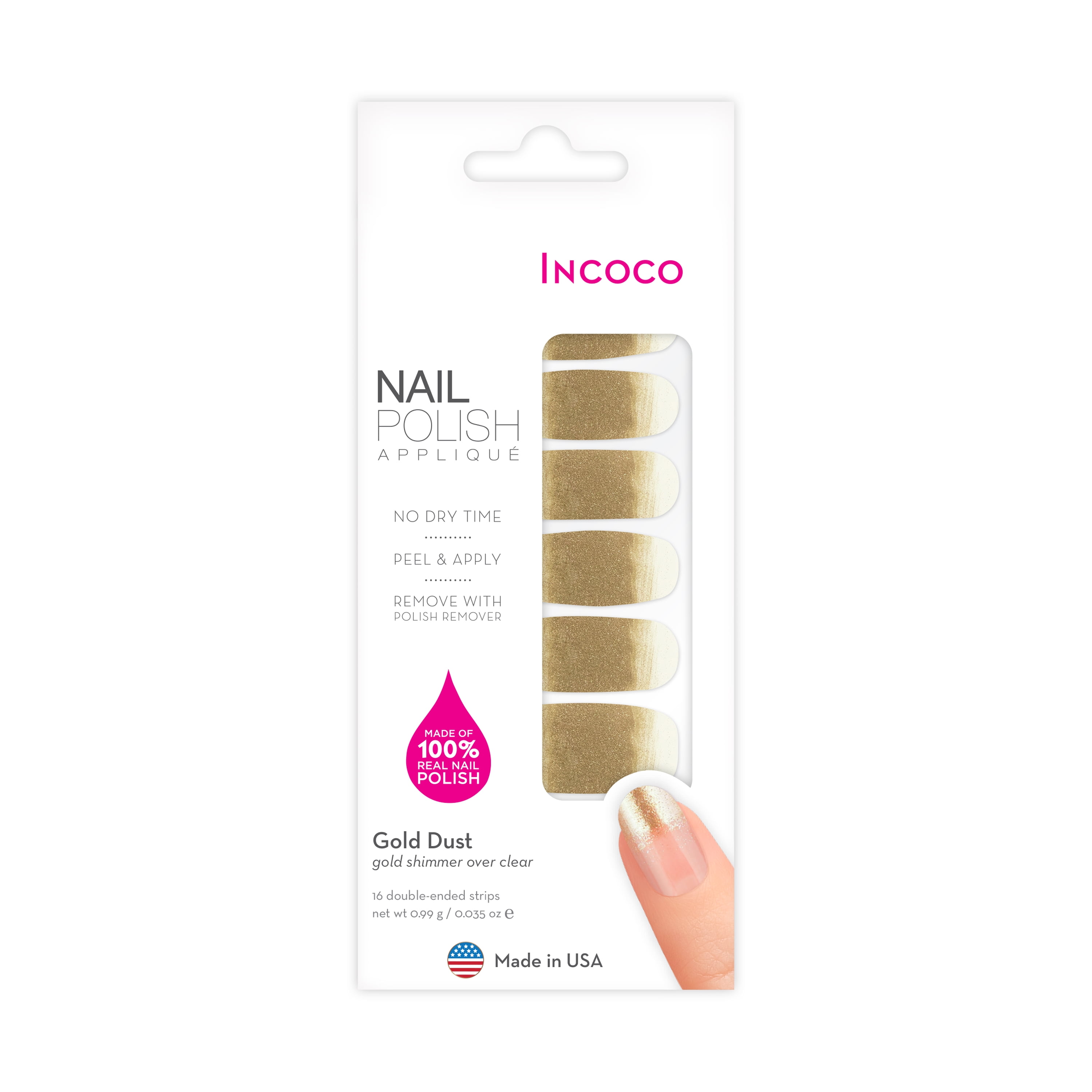 Incoco Nail Polish Strips, Gold Dust