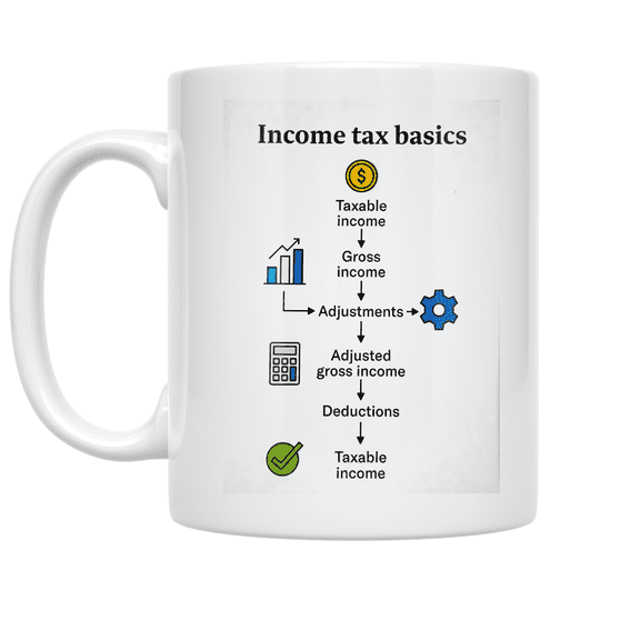 Income Tax Basics Flowchart Design - Tax Learner - 11 oz Ceramic Coffee Mug