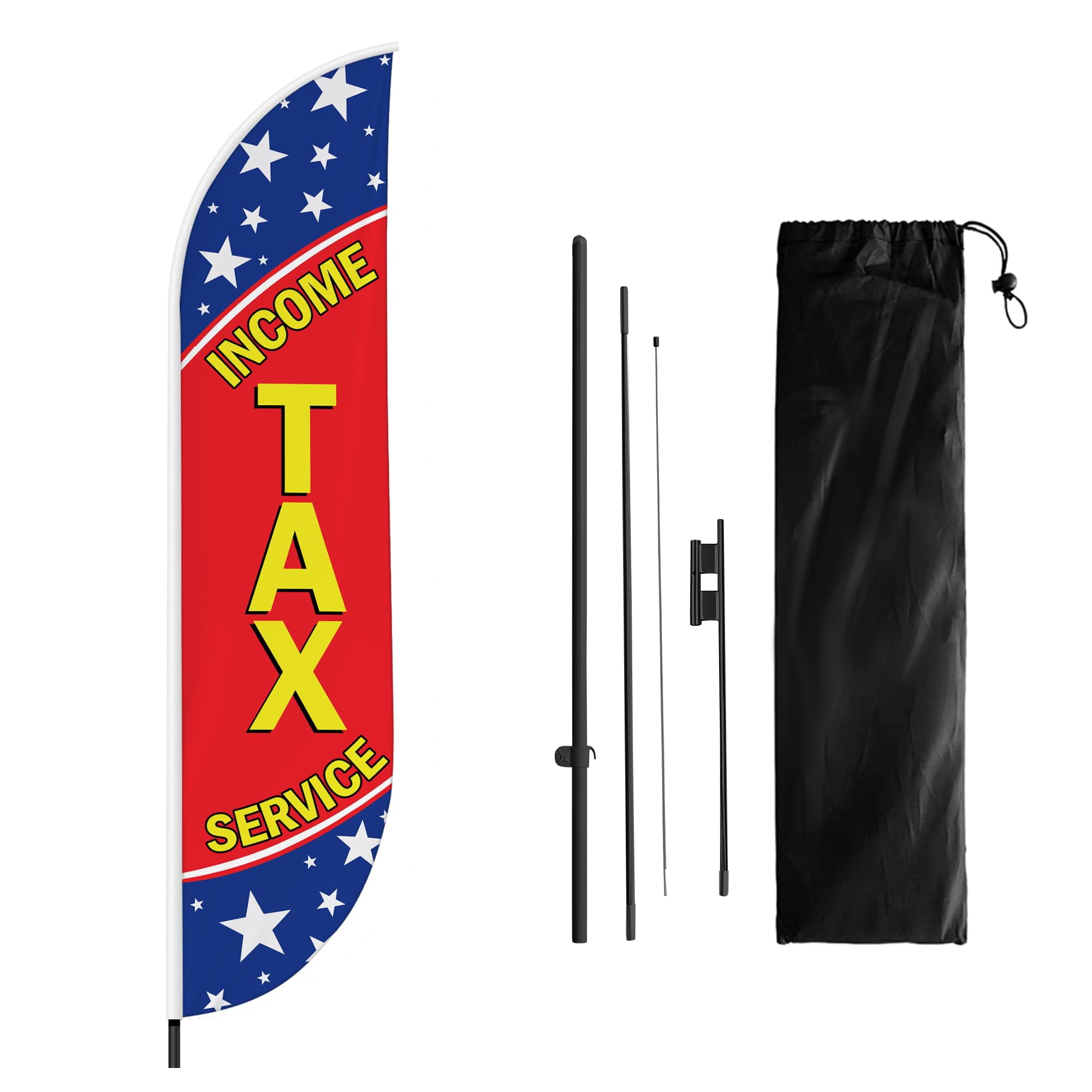 Income Tax Feather Flag(11.5feetX2.5feet) by DreamController | Outdoor Business Advertising Tall Flag | Weather-Resistant Knitted Swooper Flag | Made in USA | HD Print (Flag Only)17