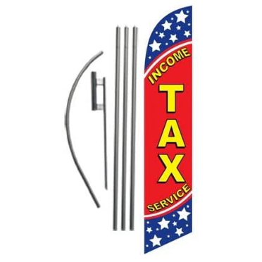 Income Tax Service 12ft Feather Banner - Stars & Stripes Design, Swooper Flag Only