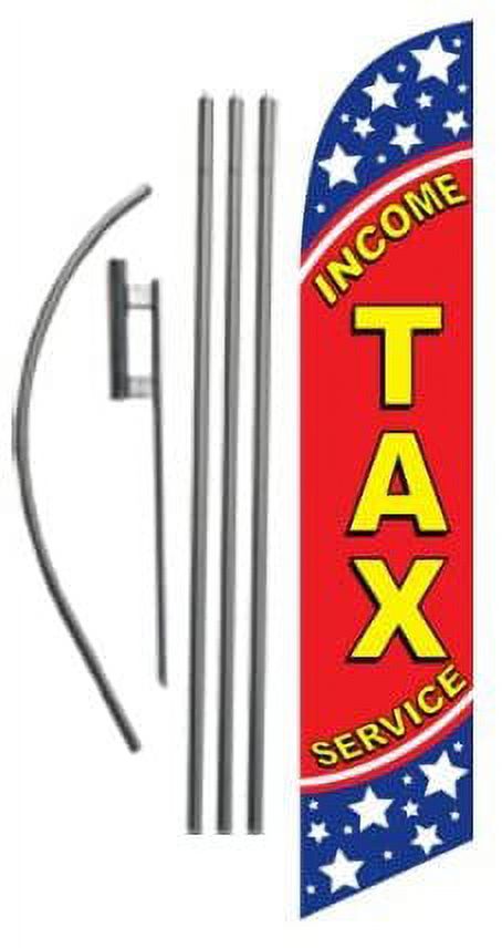 Income Tax Service Advertising Feather Banner Swooper Flag Sign with Flag  Pole Kit and Ground Stake