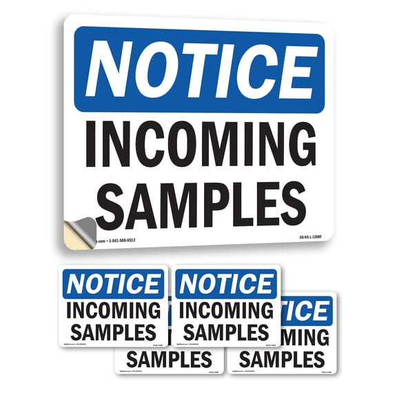 Incoming Samples OSHA Notice Vinyl Decal Label 5 Inch x 3.5 Inch - 5 Pack