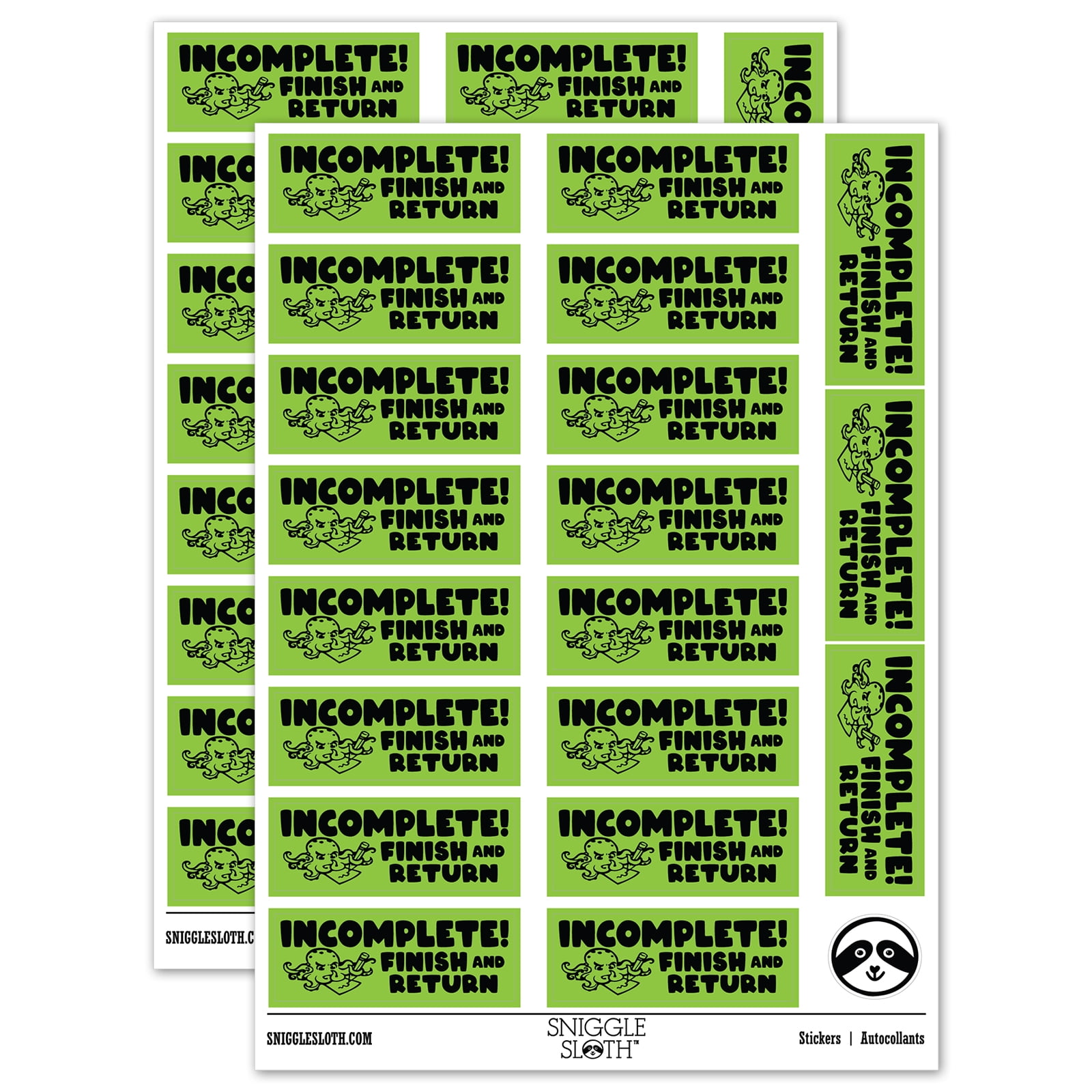 Incomplete! Finish and Return Teacher Student School Sticker Set ...