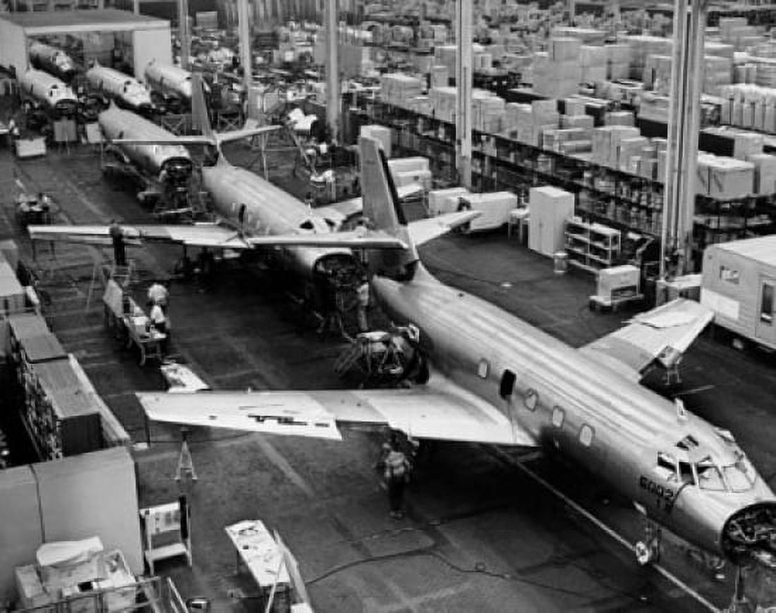 Incomplete airplanes on the final assembly line in an airplane factory Marietta Georgia USA Canvas Art - (24 x 36)