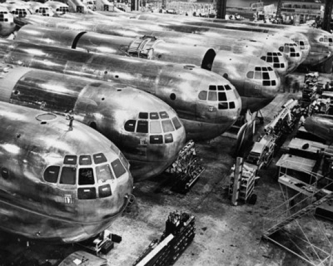 Incomplete airplanes on the final assembly line in an airplane factory Seattle Washington State USA Canvas Art -  (24 x 36)