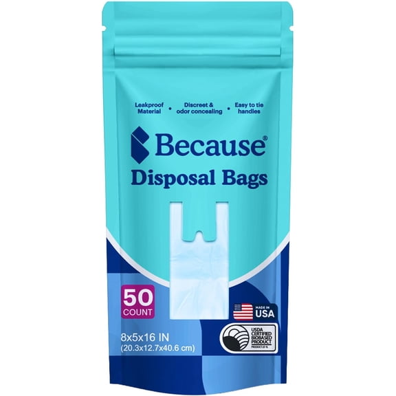 Incontinence Disposal Bags, Tear Resistant Disposal Bags for Men & Women, Extra-Large, Leak Protection, Odor Blocking, 50 Count