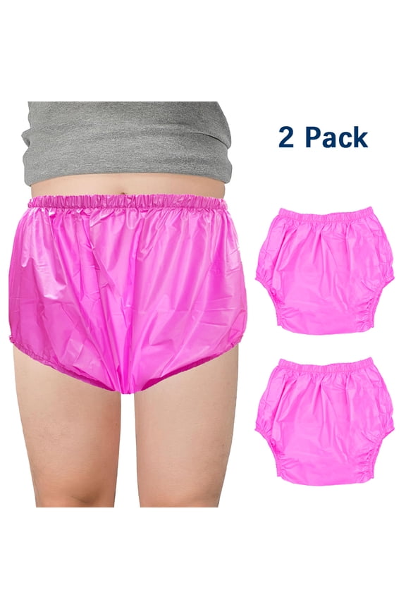 2 Pack Washable Reusable Adult Rubber Pants - Waterproof Incontinence Diaper Covers Leak-Proof Protective Underwear, Soft Noiseless Cloth-Like Plastic Pants for Women