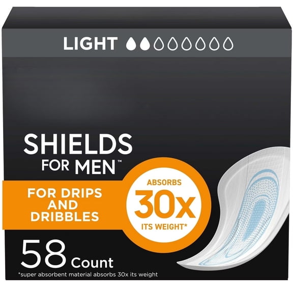 Incontinence Shields/Bladder Control Pads for Men - Light Absorbency - 58ct