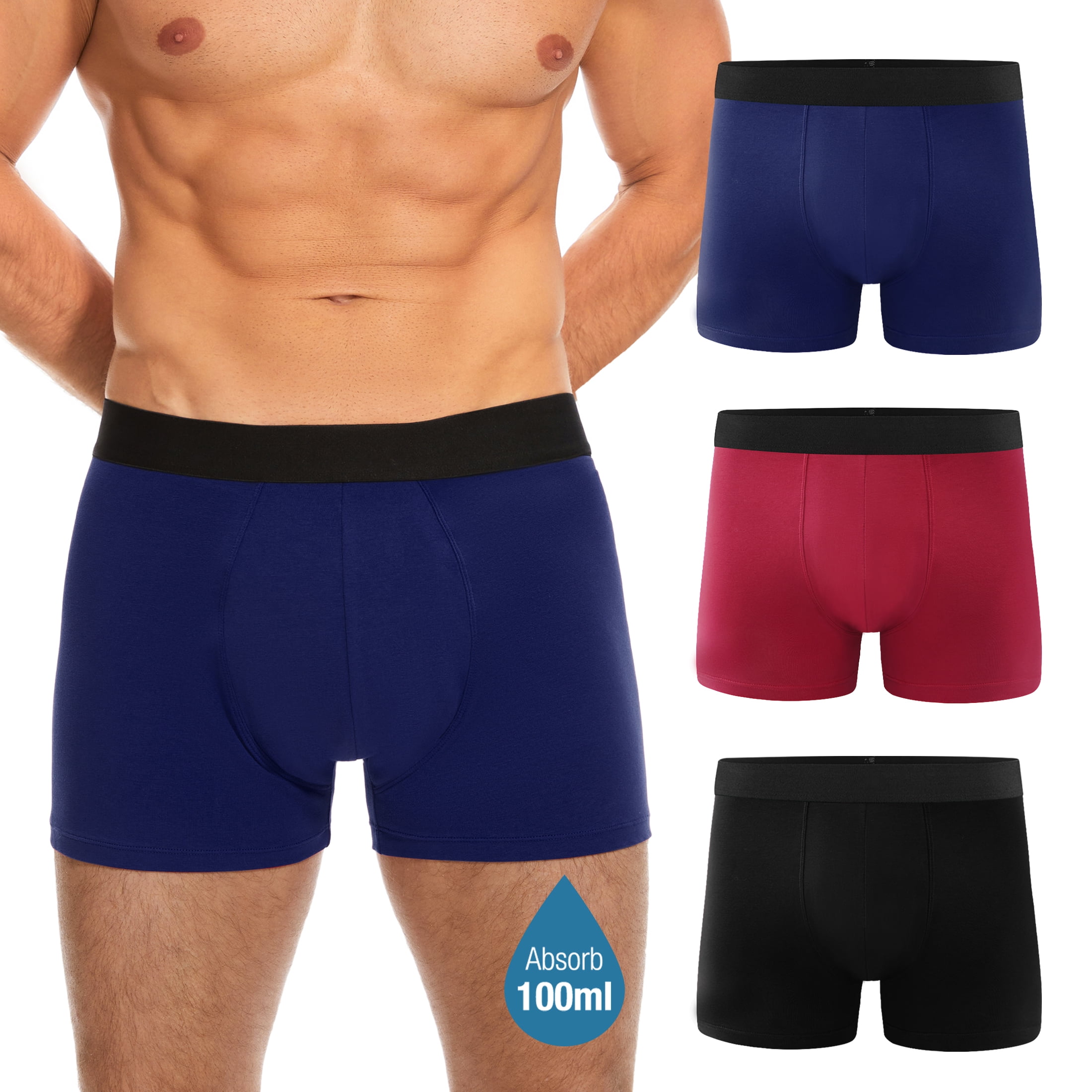 Incontinence Underwear for Men, Reusable Washable Leakproof Cotton ...