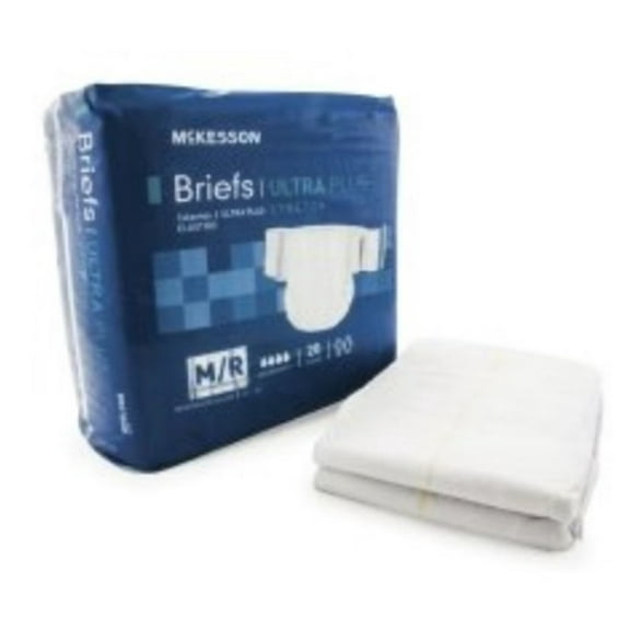 Incontinent Brief McKesson Tab Closure Medium / Regular Disposable Heavy Absorbency #BRSTRMR-BG