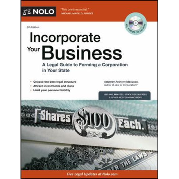 Pre-Owned Incorporate Your Business: A Legal Guide to Forming a Corporation in Your State (Paperback) 1413313884 9781413313888
