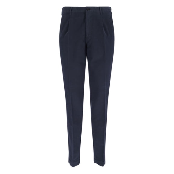Incotex Navy Chinos With Pleated Front And Classic Straight Leg (Men's)
