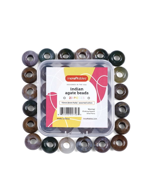 12mm Indian Agate Beads for Jewelry Making (20pcs) Multicolor Stone Beads for Bracelet