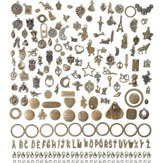 Incraftables 166-Piece Bronze Charms Set for Jewelry Making