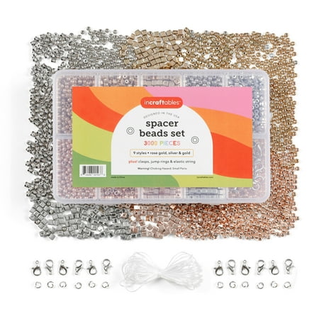 Incraftables 3000pcs Spacer Beads Set for Jewelry Making (Gold, Silver & Rose Gold)