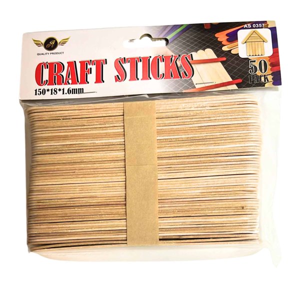 Incraftables 6" Natural Color Popsicle Craft Sticks 50 Pack