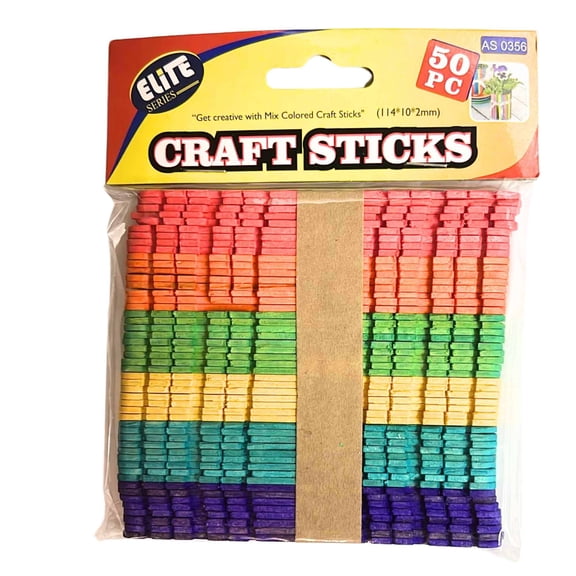 Incraftables 6 Vibrant Colored 4.5" Popsicle Craft Sticks  50 Pack