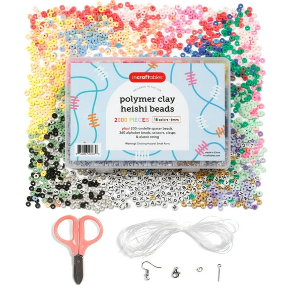 Incraftables 6mm Polymer Clay Heishi Beads for Bracelets Making (2000pcs) 18 Color Set