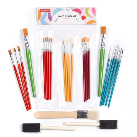 Incraftables Assorted Paint Brushes Set 25pcs. Craft Paint Brushes for Acrylic, Oil and Watercolor