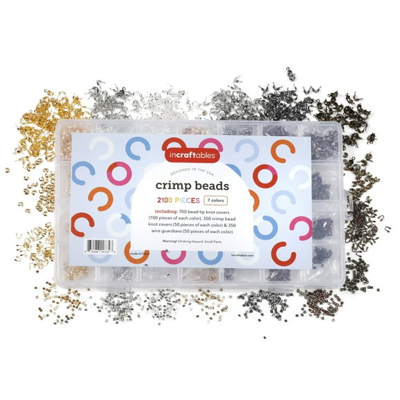 Incraftables Crimp Beads, Covers, Tubes, Crimping Tips Knot & Wire Guardians 2100pcs Multicolor