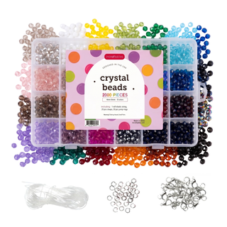 Incraftables Crystal Beads for Jewelry Making Kit, 2000 Pcs 4mm-8mm Glass Beads for Bracelets, 8 Colors Assorted Round Faceted Beads with Organizer Box, Elastic String, Clasps & Jump Rings